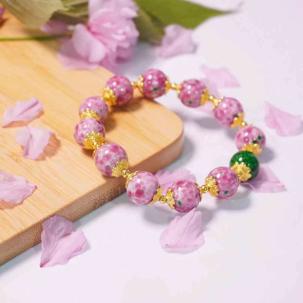 Frog Skin Beads Vintage Glass Couple Peach Bracelet