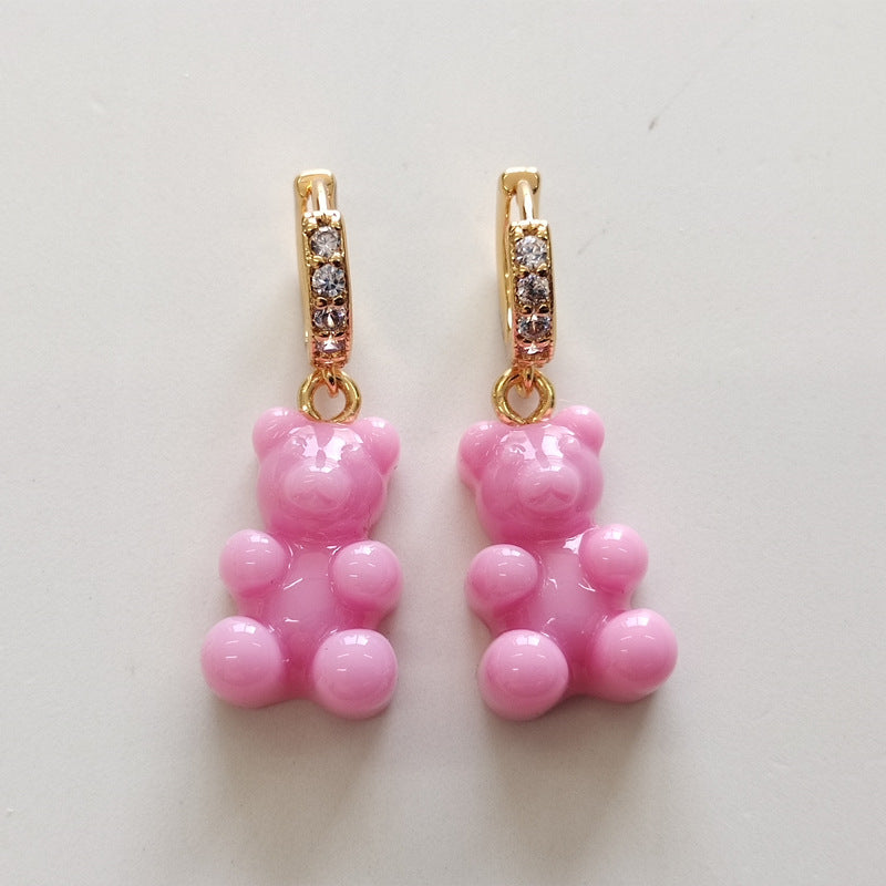 Women's Niche Bear Soft Candy Color Ear Rings