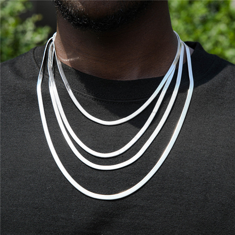 Chain Flat Snake Bones Hip Hop Man's Stainless Necklaces