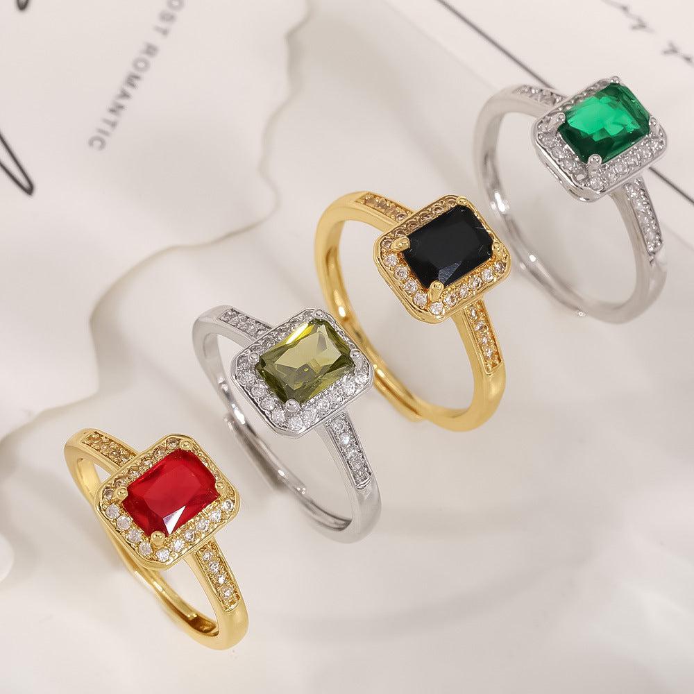 Women's Open-end Zircon Fashionable Classy Simple Cold Feeling Goddess Rings