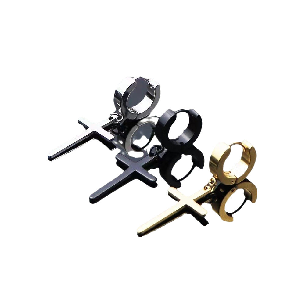 Women's & Men's Stainless Steel Clip Trendy Cross Quantity Earrings
