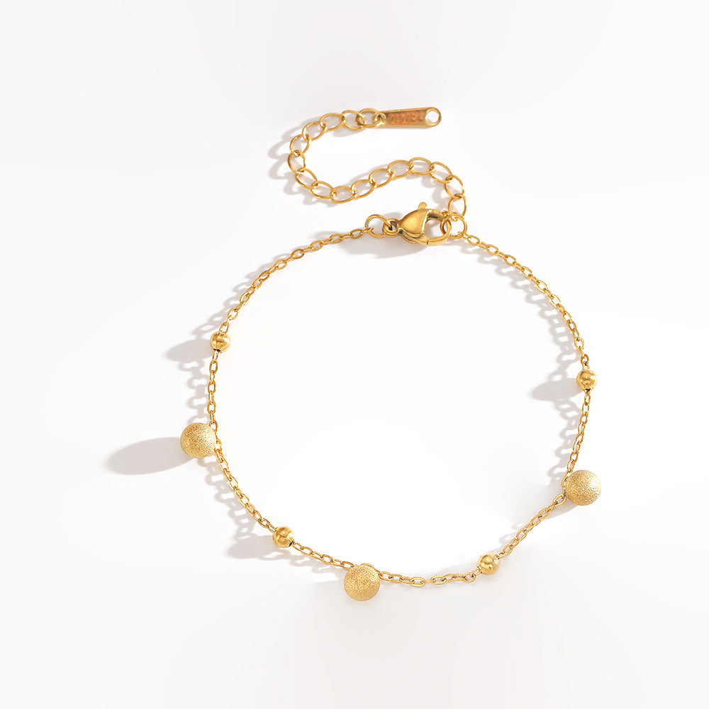 Women's Frosted Titanium Steel Metal Ball Light Luxury Bracelet