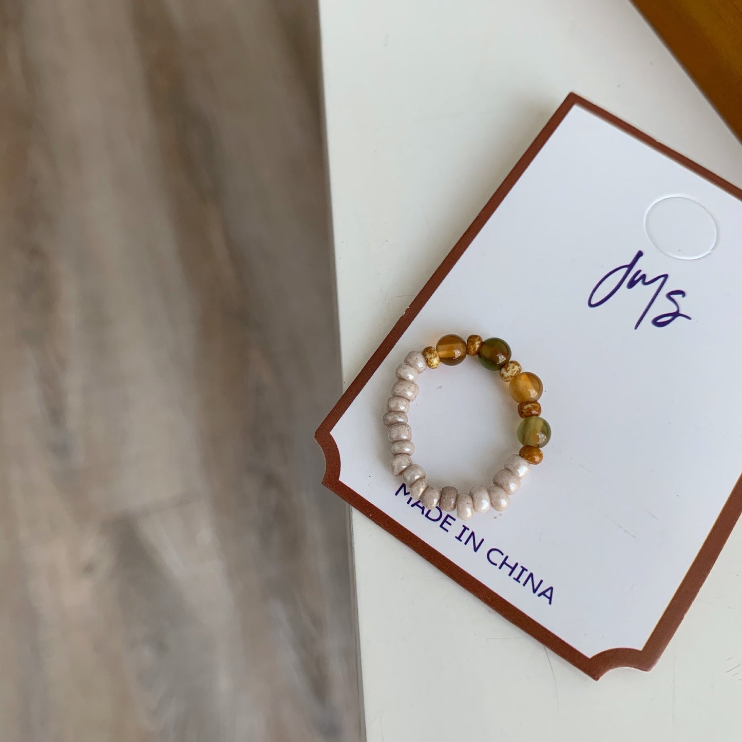 Women's Retro Simple Handmade Beaded Natural Stone Rings