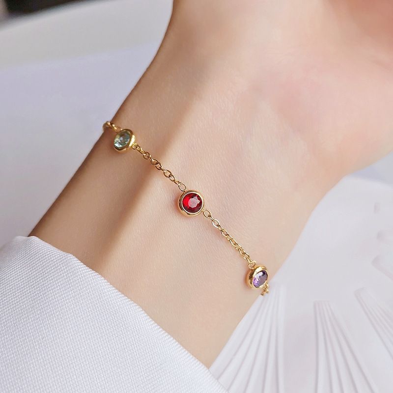 Women's Colorful Titanium Steel Exquisite Thin Chain Gold Gift Niche Bracelet