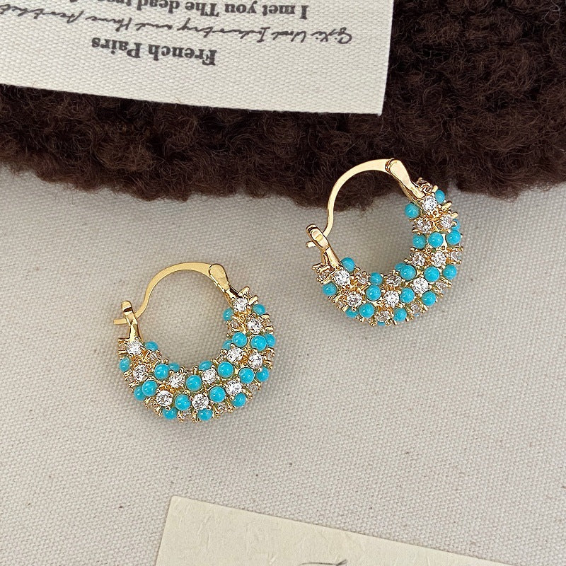 Grain Of Rice Blue Pine Clip High-grade Light Luxury Ear Buckle