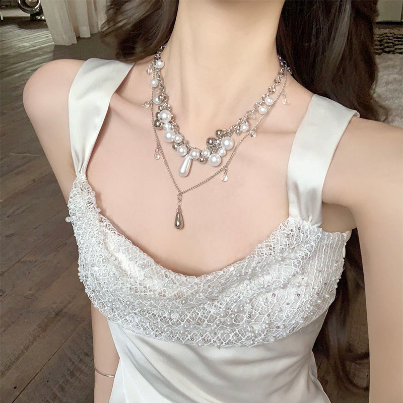 Women's Pure White Muses Exquisite Pearl High Necklace