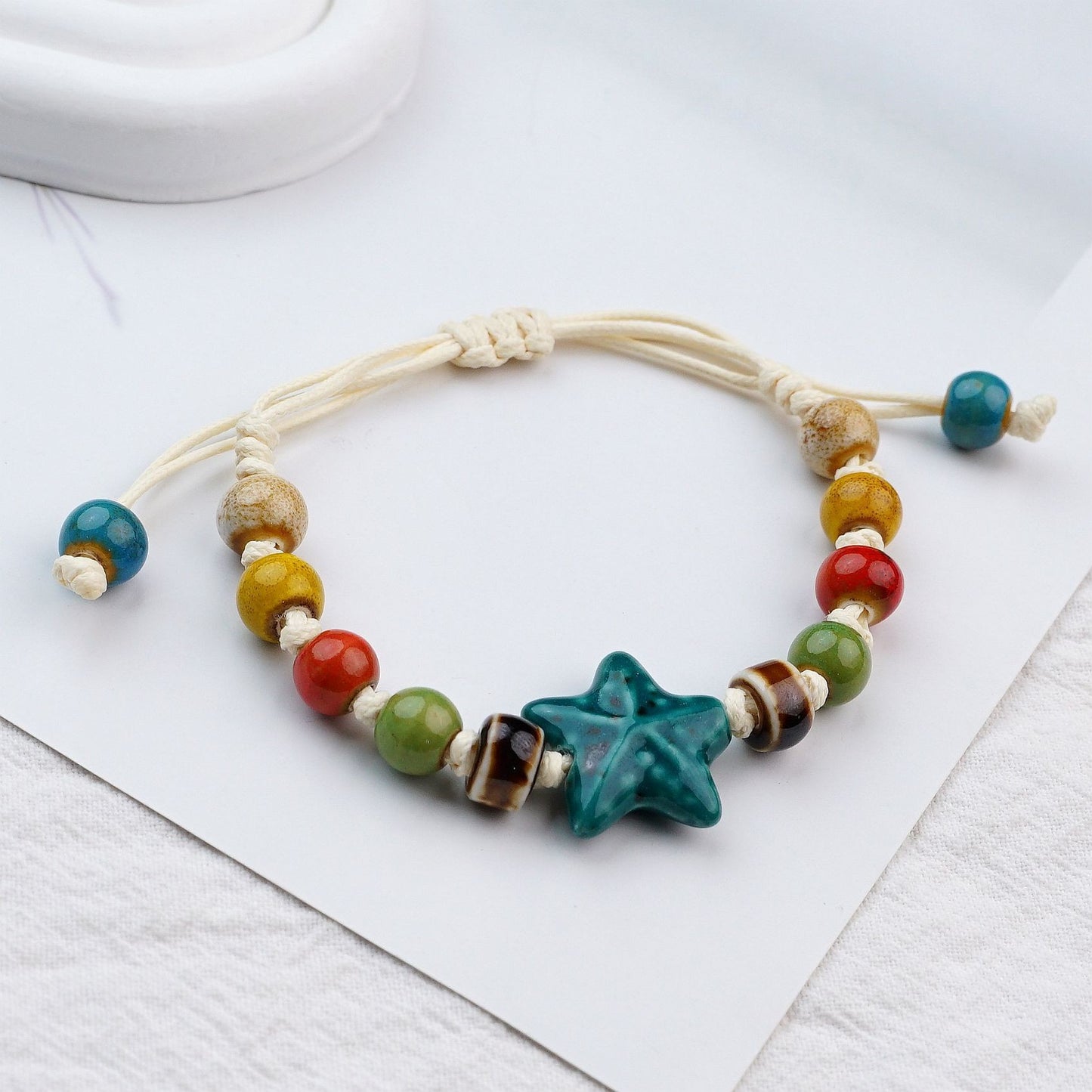 Style Ceramic Chinese Woven Beads Girlfriends Mori Carrying Strap Bracelet