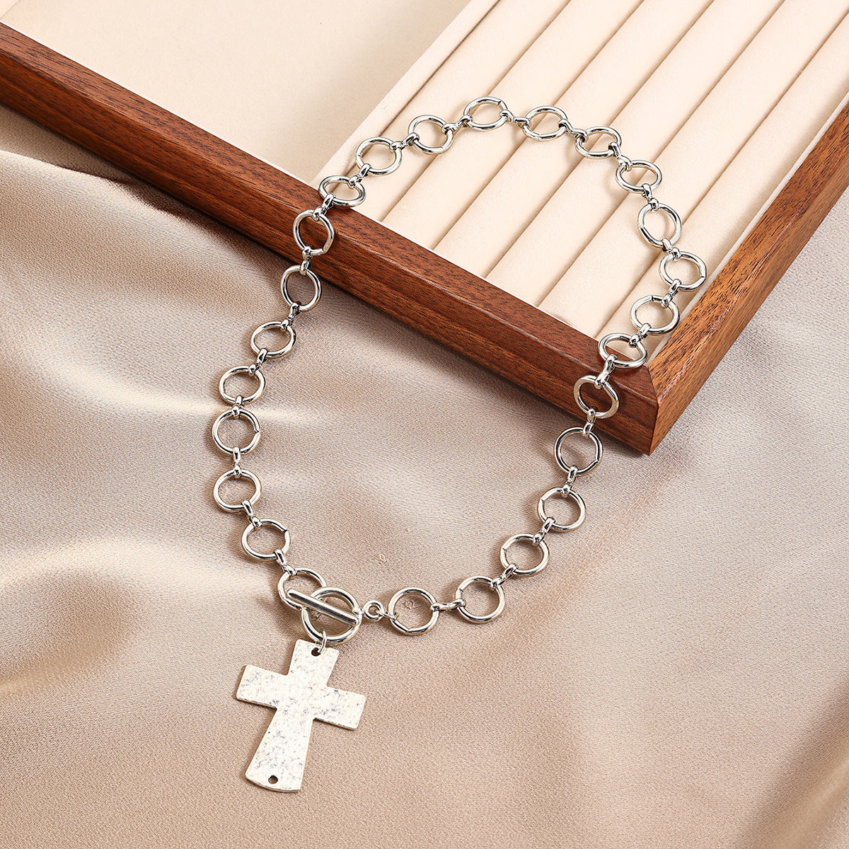 Women's Cross High-grade Inlaid Punk Imitation Pearl Pendants