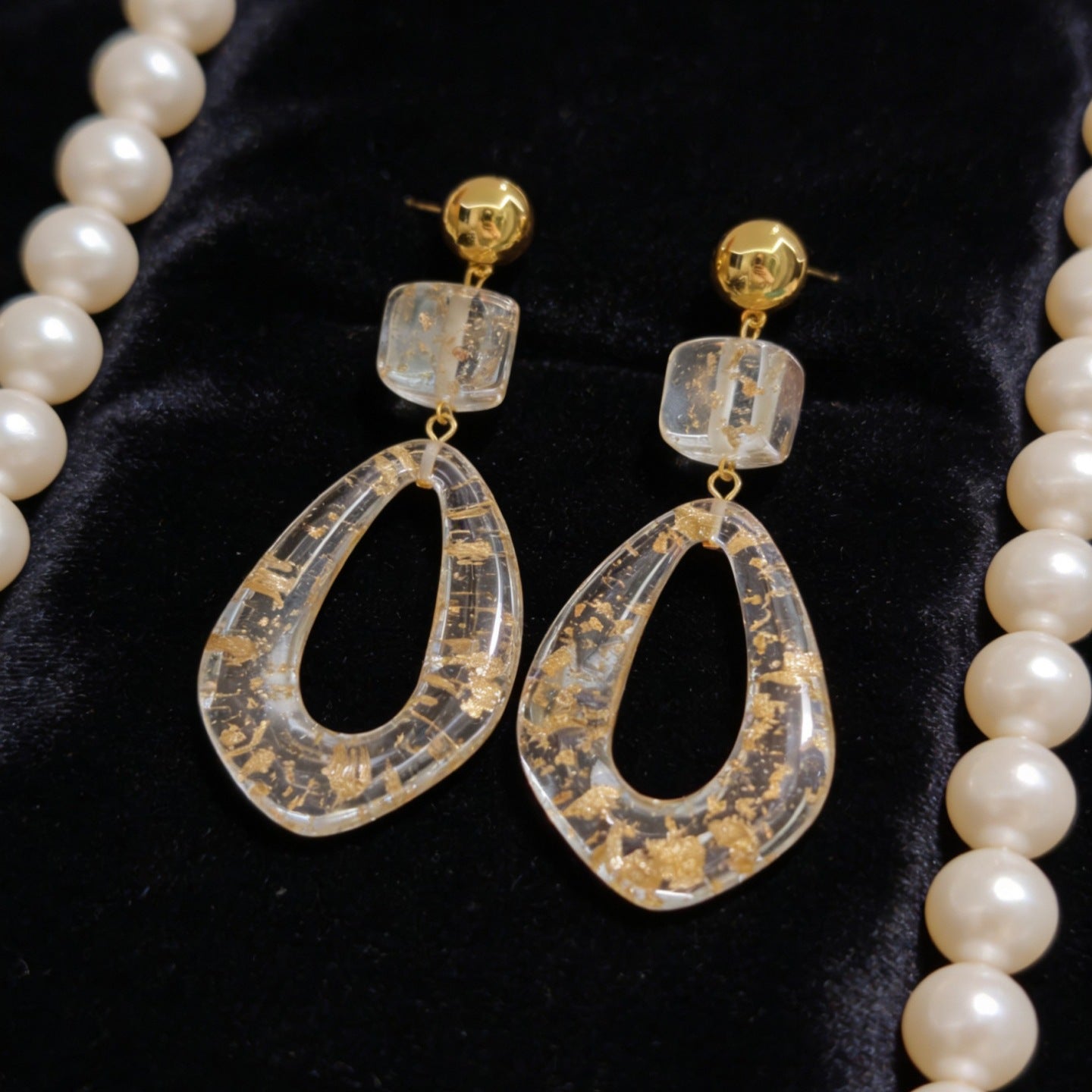 Hollow Geometry Eardrops Simple Elegant Fashionable Transparent Resin Earrings