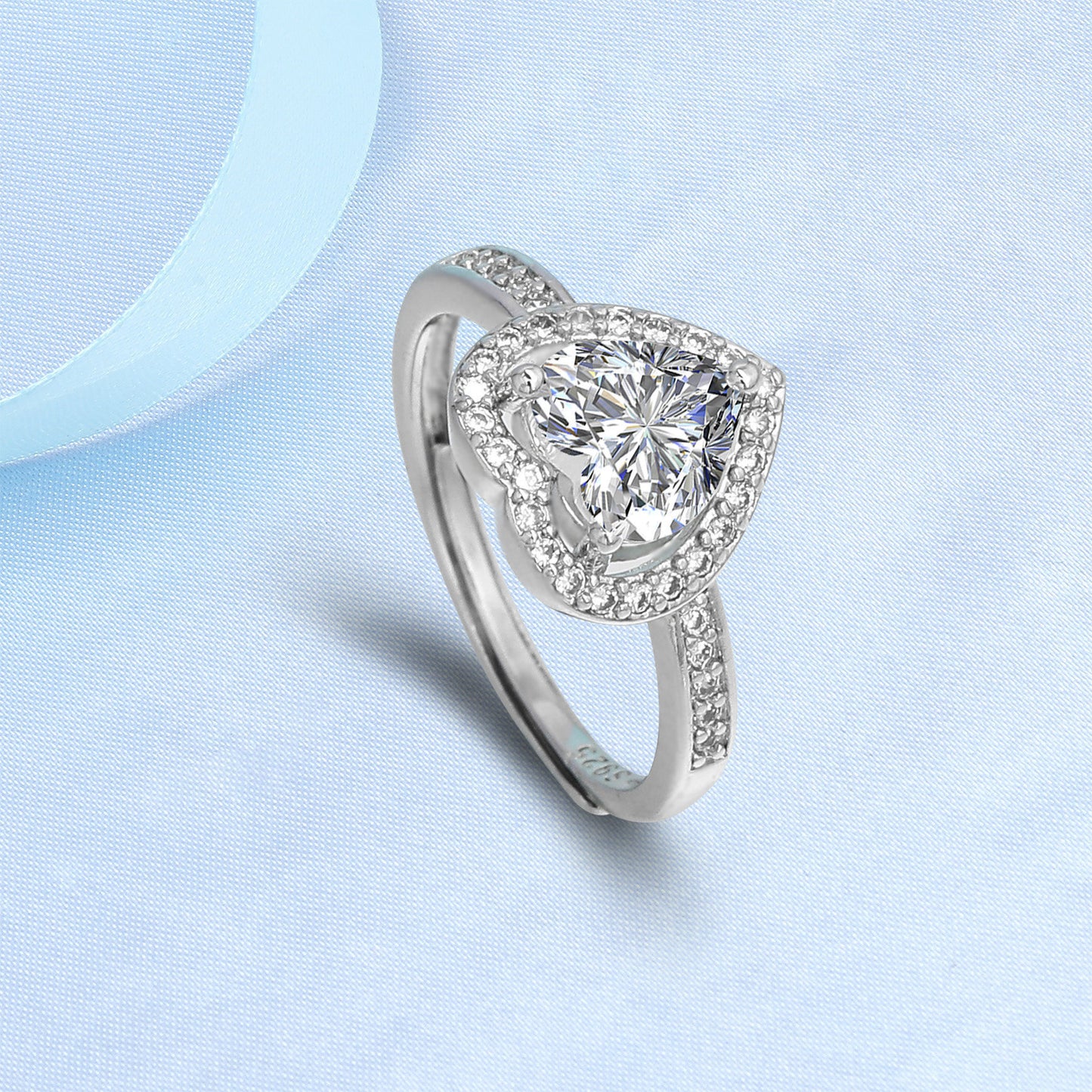 Women's Live For Moissanite Simple Love Heart-shaped Open Ring