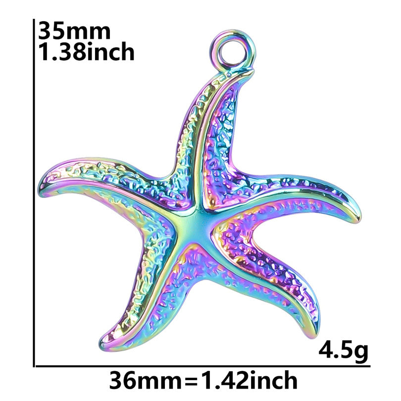 Steel Color Irregular Starfish Titanium Colorful Metal Pendants