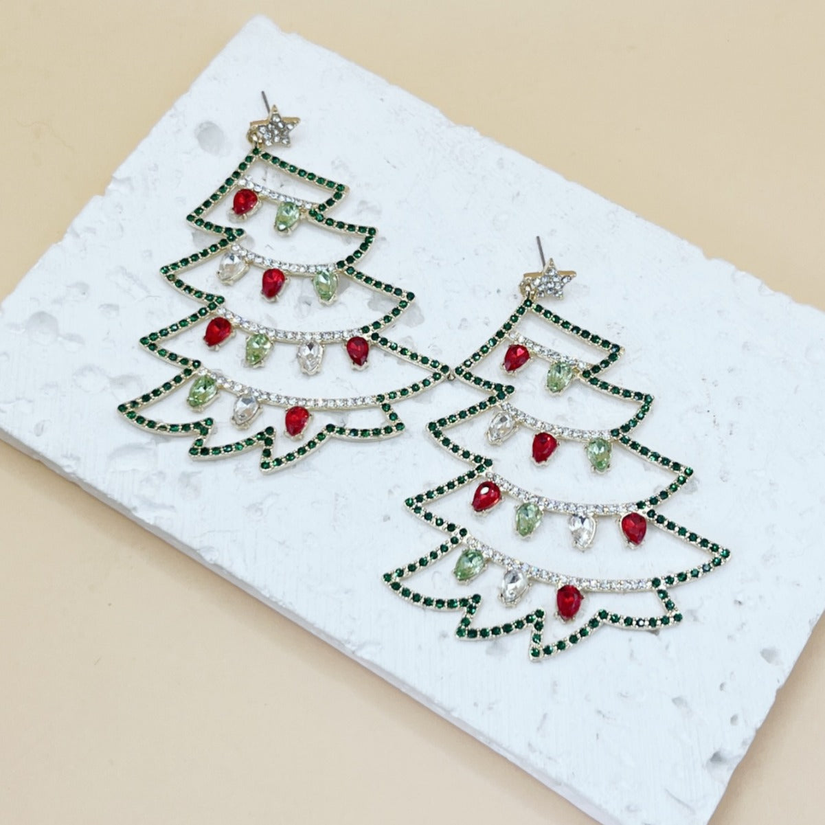 Snowflake Christmas Tree Fashion Trend Holiday Earrings