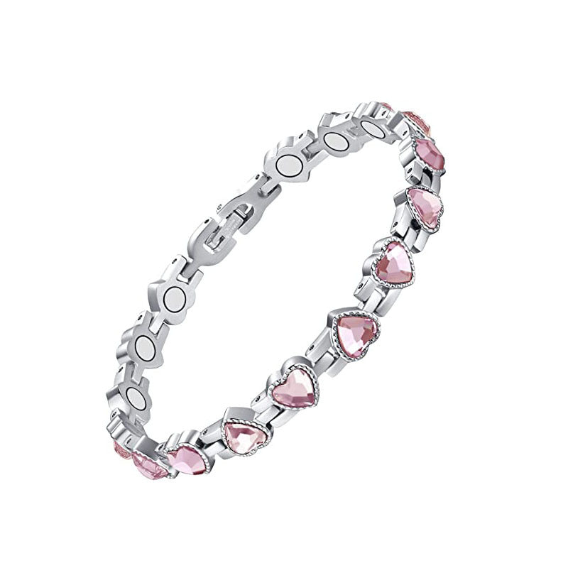 Brocade Heart-shaped Gaussian Full Magnet Adjustable Diamond Bracelets