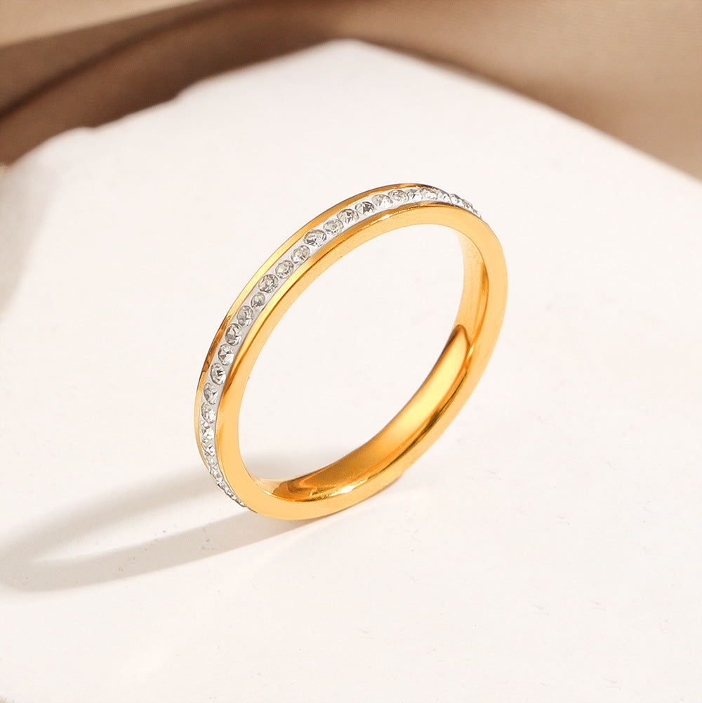 The Debris Fine Light Luxury White High-grade Single Row Index Rings