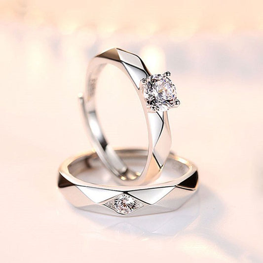 Women's & Men's Open Mouth White Gold Wedding Affordable Rings