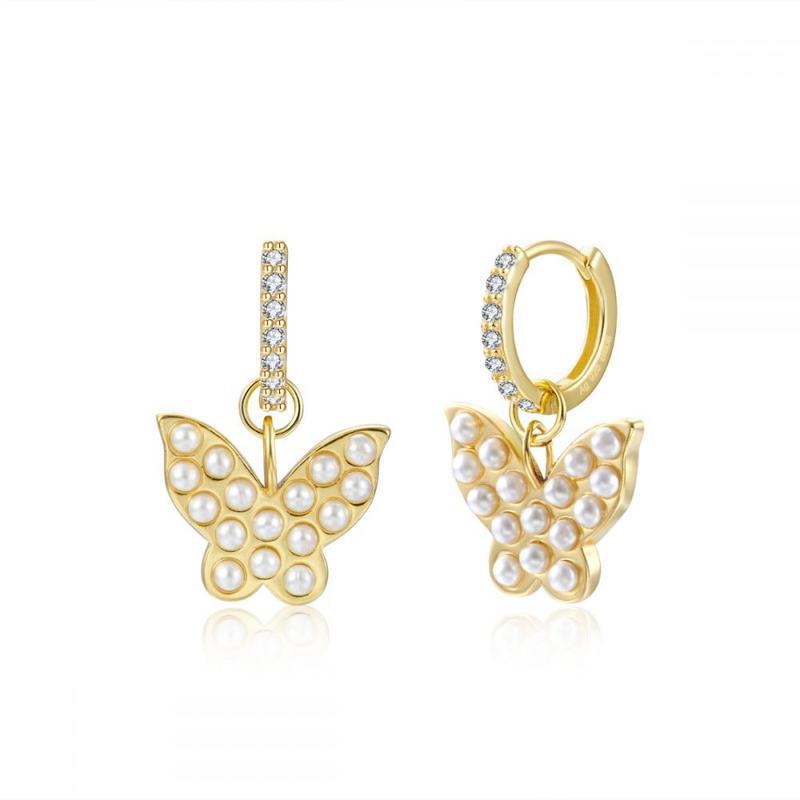 Micro Inlaid Zircon Butterfly Love Heart Ear Clip Eardrops Earrings