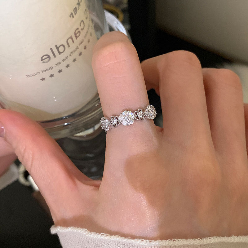 Niche Design Zircon Flower Female Light Luxury Trendy Unique Ring