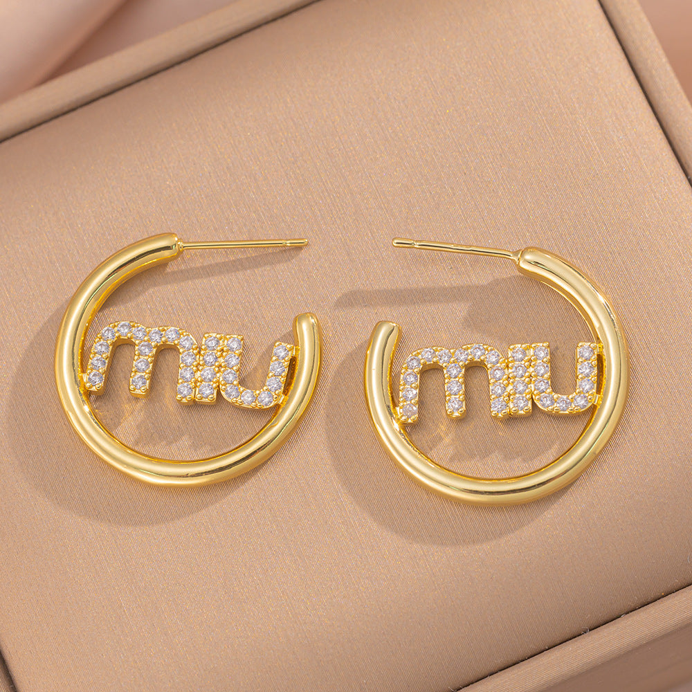 Simple Classic All Match Fashion Zircon Earrings