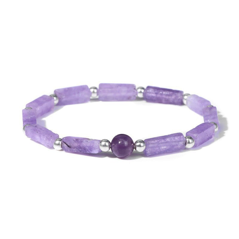 Women's Simple Fashion Charm Natural Amethyst Rectangular Bracelet