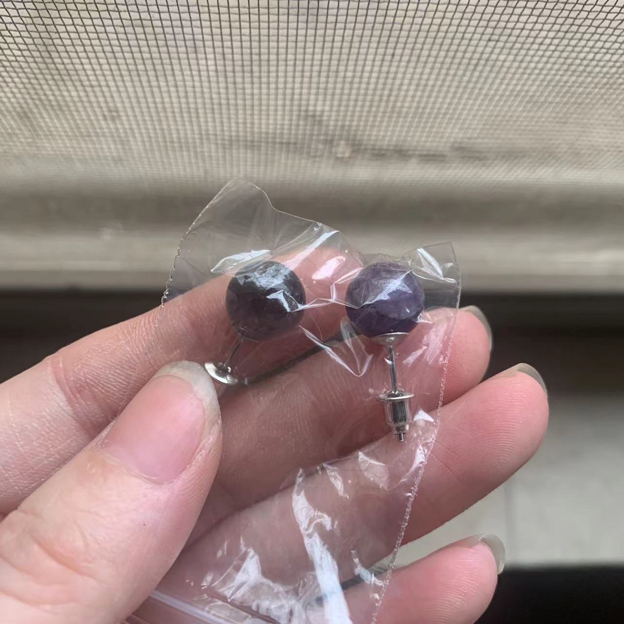 Red Agate Bead Stainless Steel Auricular Needle Simple Earrings