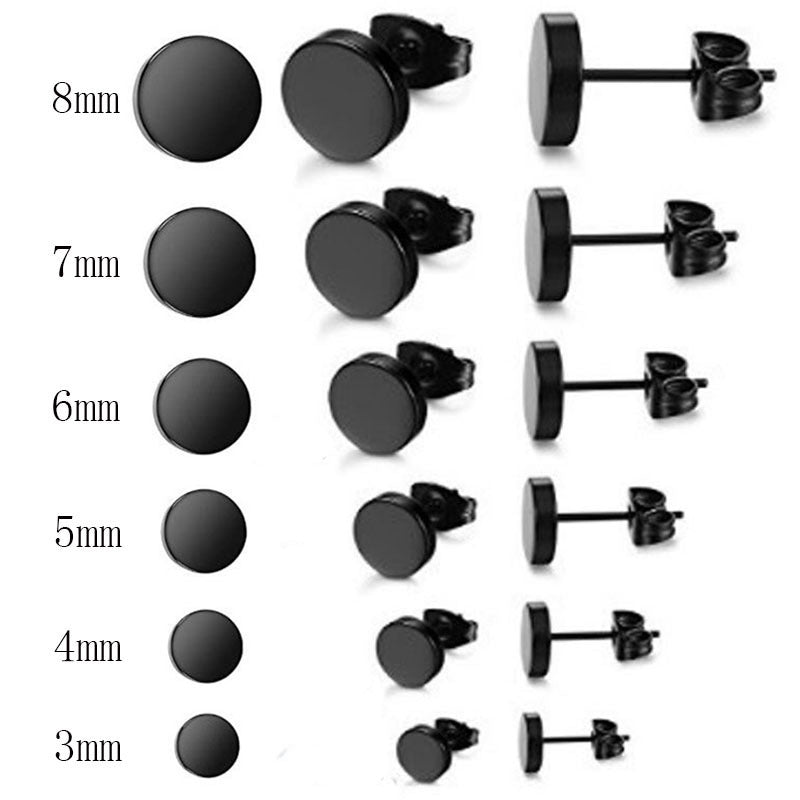 Men's Steel Titanium Round Cake Barbell Hip Stud Earrings