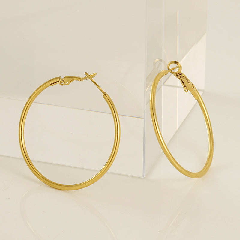Stainless Steel Titanium Gold Trendy Classic Fashion Ear Versatile Design Earrings