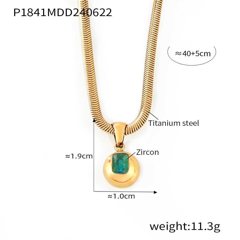 Zircon Titanium Steel Gold Plated Geometric Necklace