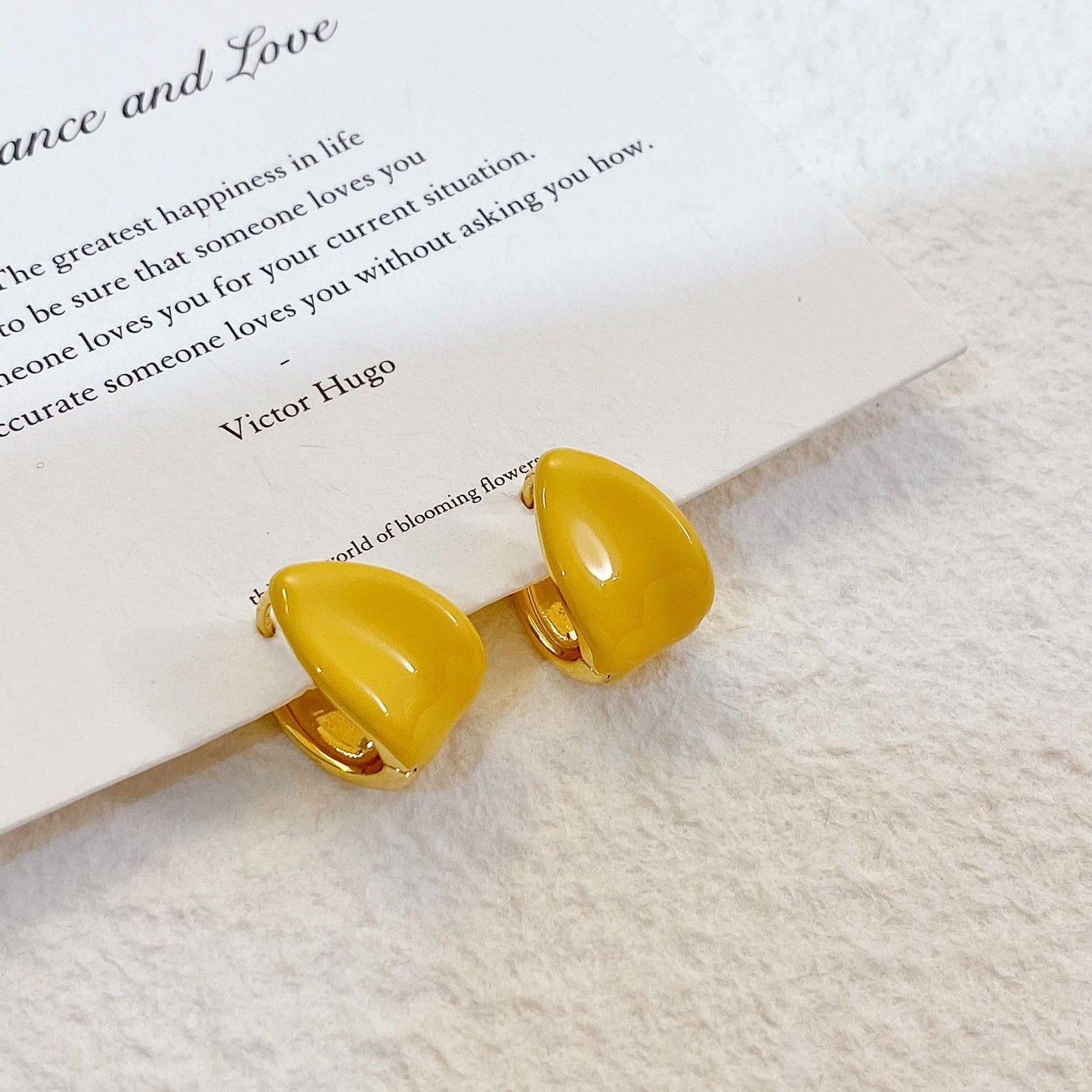 Plated Real Gold Ginger Flower Enamel Drip Glazed Female Sweet Earrings