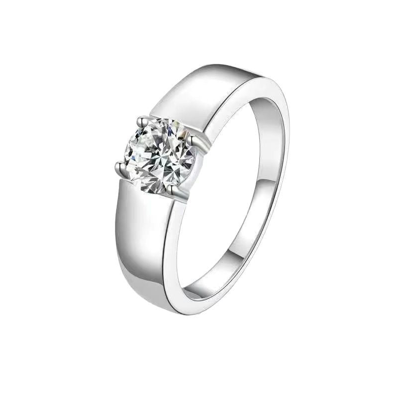 Men's Broadcast Elegant Imitation Moissanite Fashion Open Mouth Ring