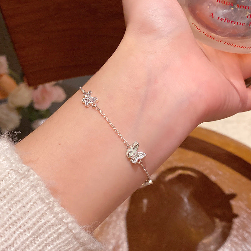 Zircon Titanium Steel Female Light Luxury Minority High-grade Pull Adjustable Bracelet