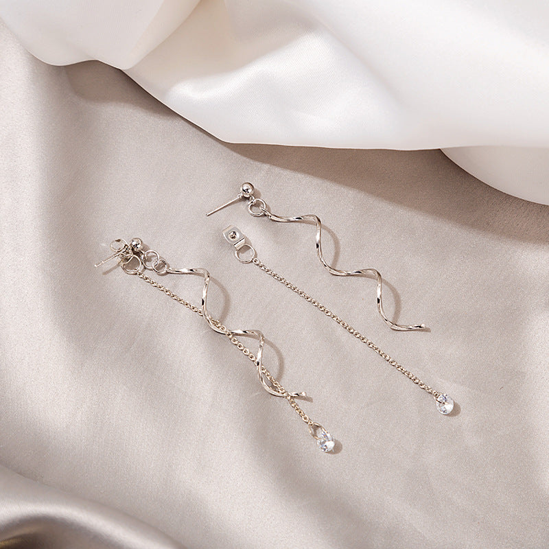 Women's Needle Long Tassel Twisted Fashion Winding Micro Earrings