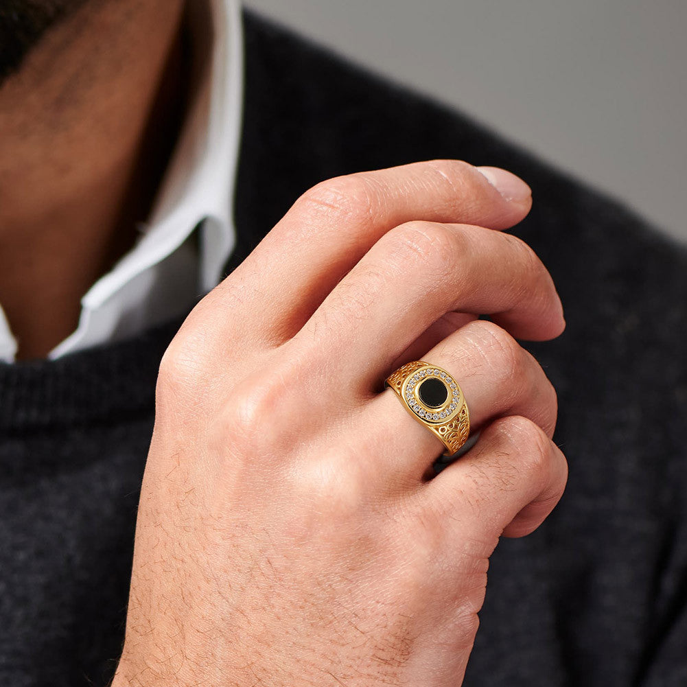 Men's Black Agate Turkish Sterling Sier Rings