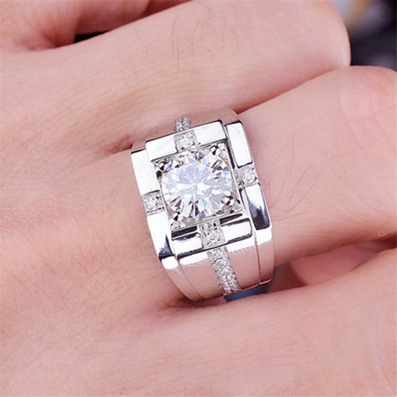 Men's High Carbon Diamond Simulation Imitation Moissanite Gold Plated Ring