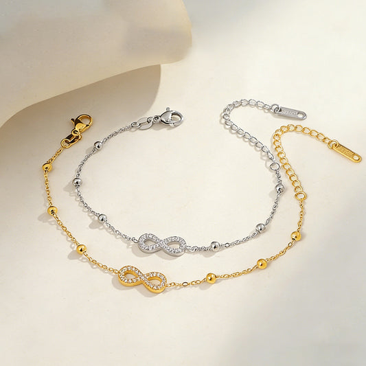 Women's Stainless Steel Infinite Zircon Light Luxury Bracelet