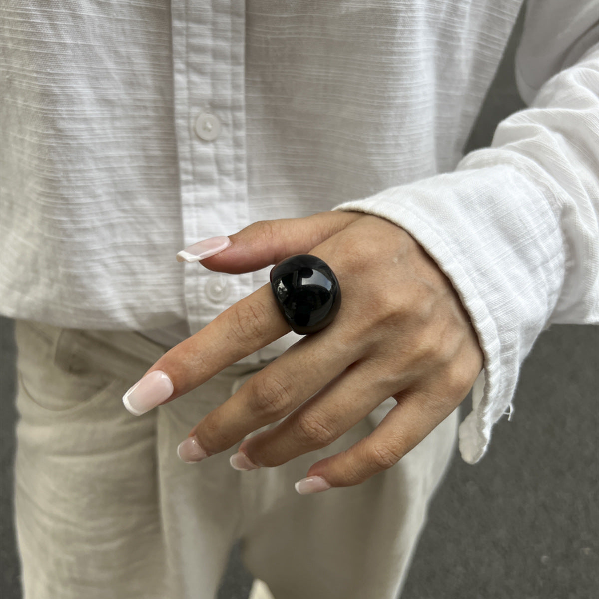 Transparent Color Resin Niche Retro Twin Rings