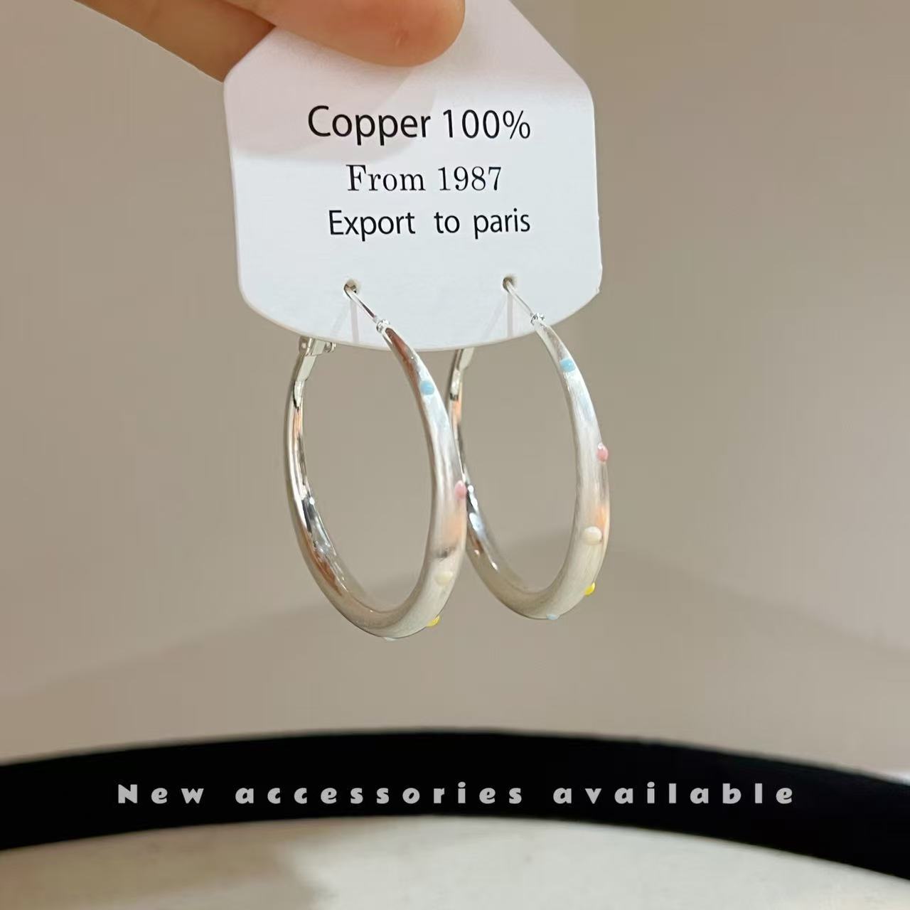 Dopamine Color Polka Dot Brushed Sier Fashion Simple Rainbow Drop Earrings