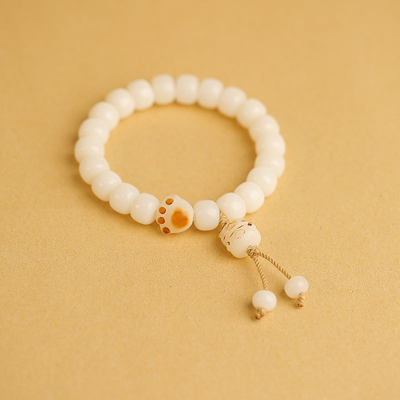 Cat Bodhi Root Female Natural White Jade Seed Pliable Temperament Bracelets