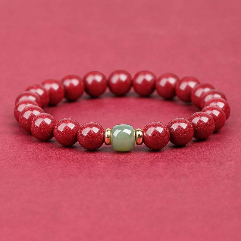 Purple Gold Sand Cinnabar Single With Jade Bracelets