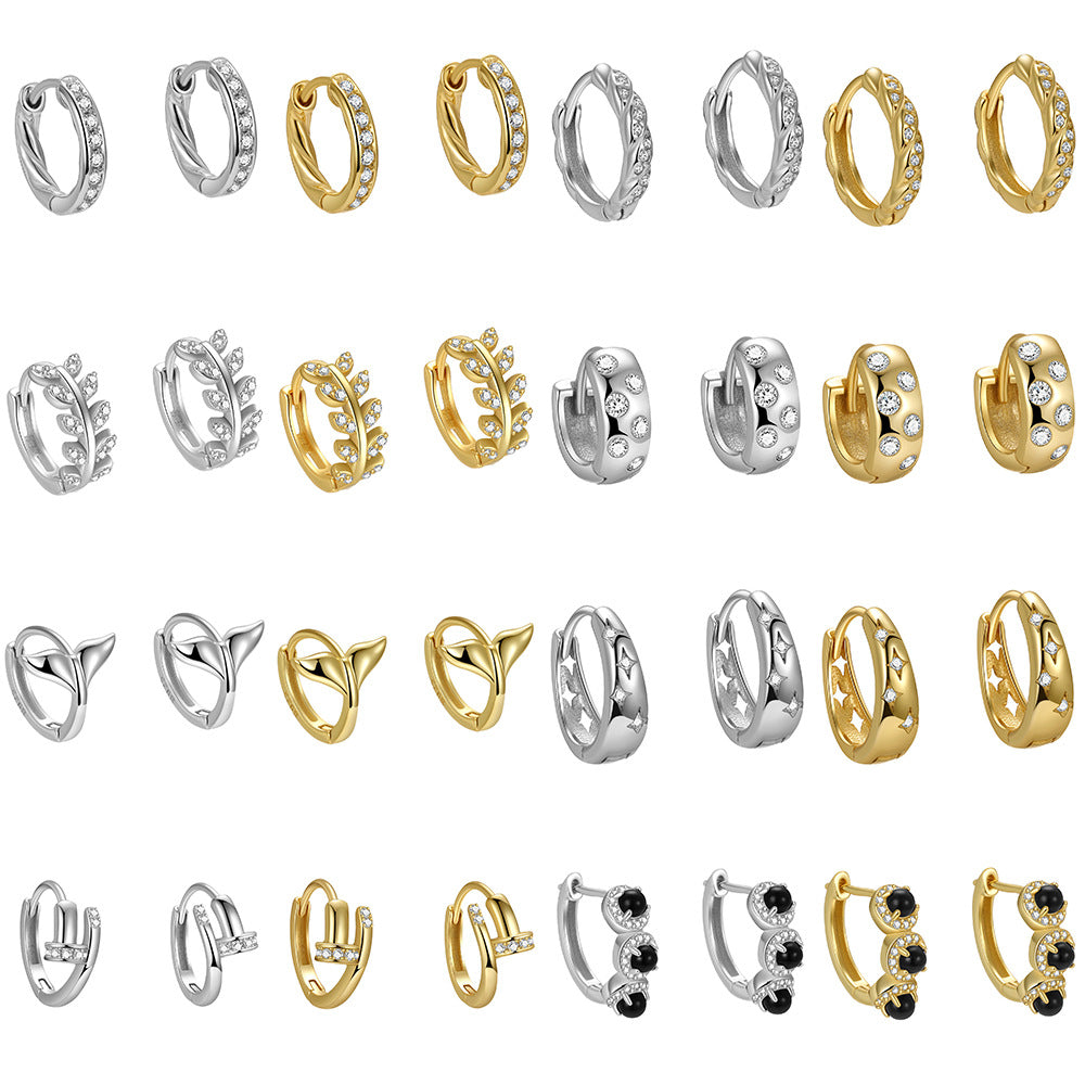 Women's Sterling Sier Zircon Fashion Ear Punk Earrings