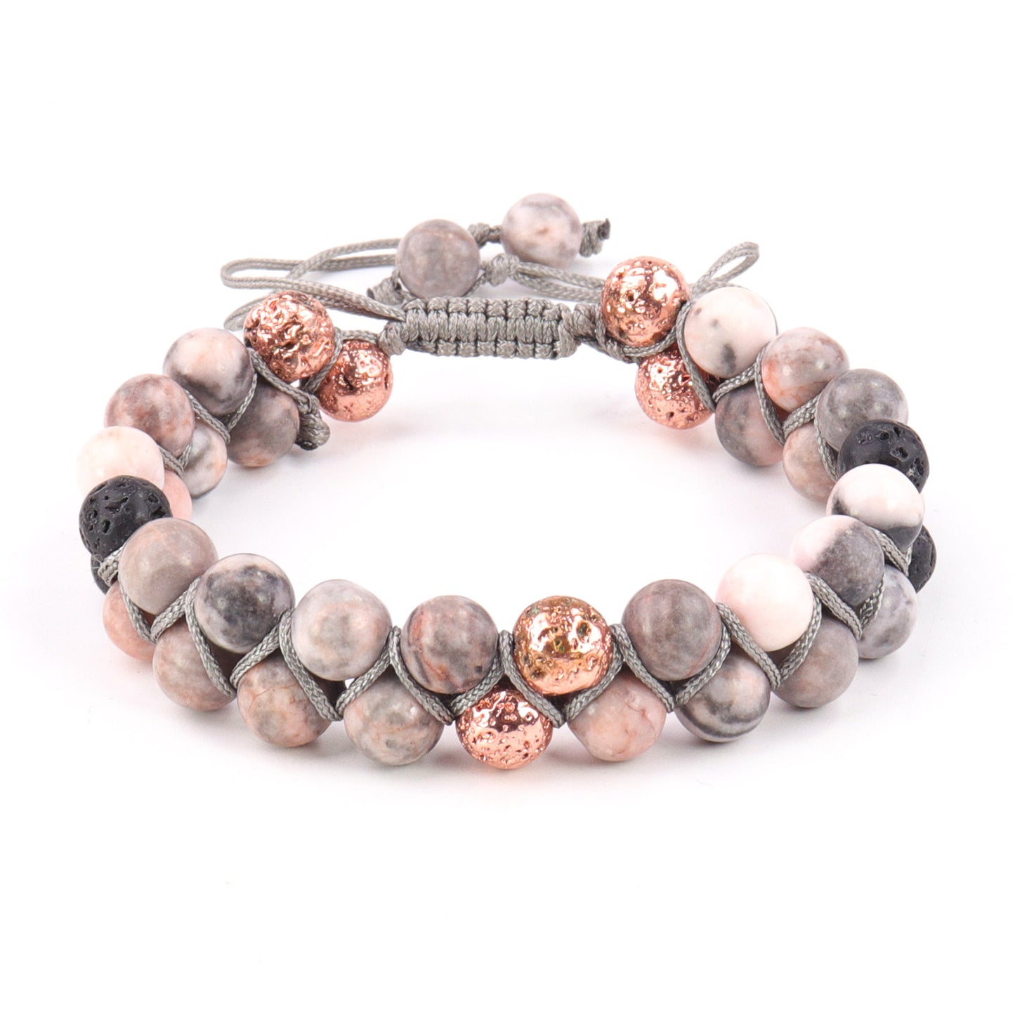 Natural Stone Essential Oil Pink Zebra Bracelets