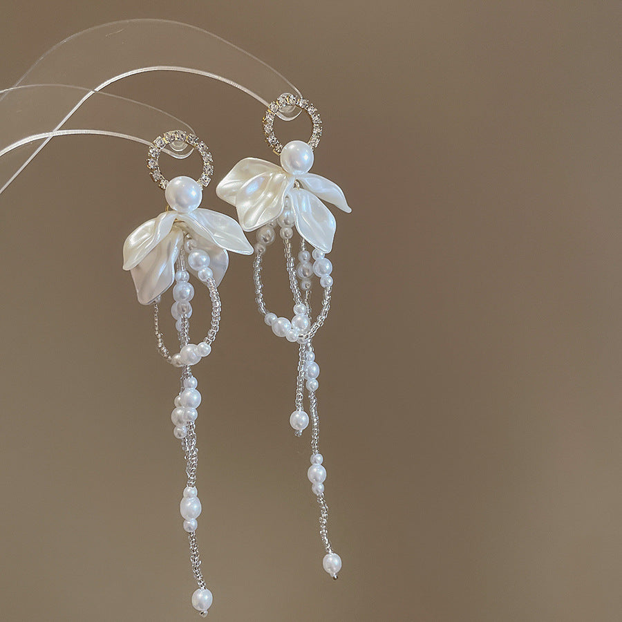 Needle Raffia Fabric White Flower Light Luxury Rings