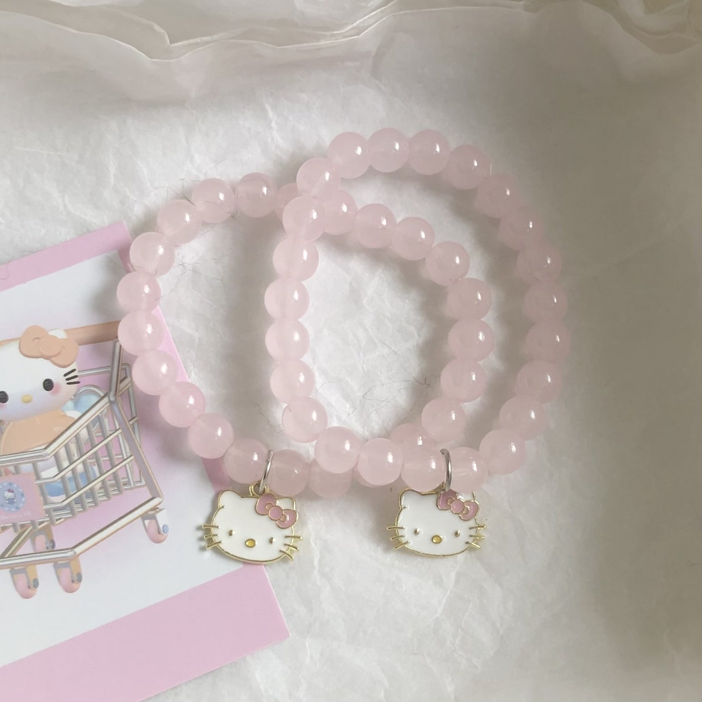 Cute Pink Kitten Heart Pure Desire Female Bracelet