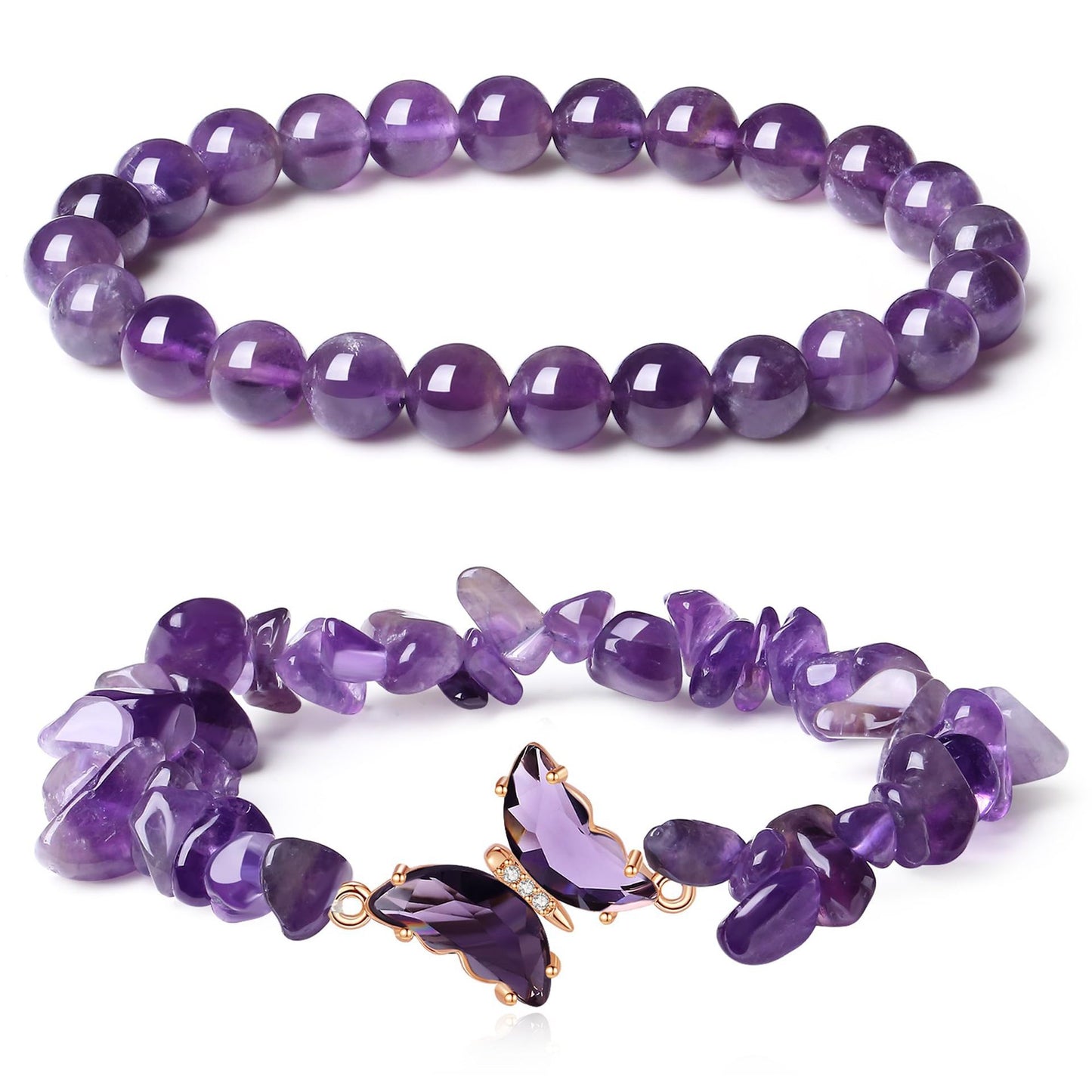Simple Butterfly Natural Stone Crystal String Beads Bracelets