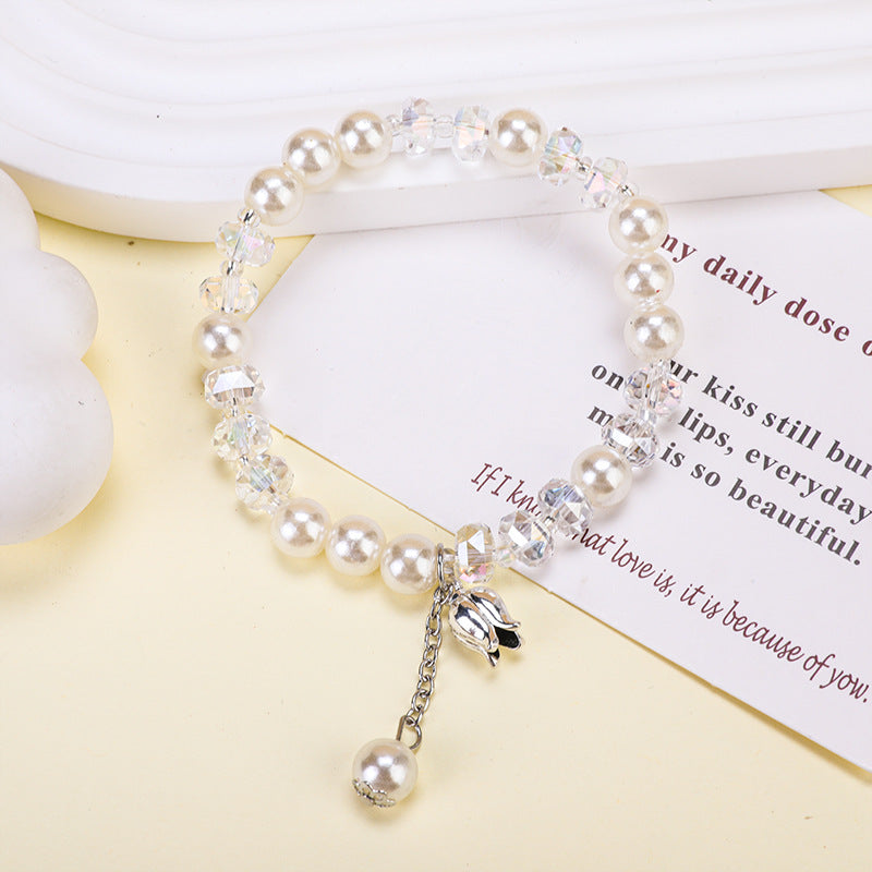 Glass Korean Style White Chalcedony Fresh Girlfriend Gifts Bracelets