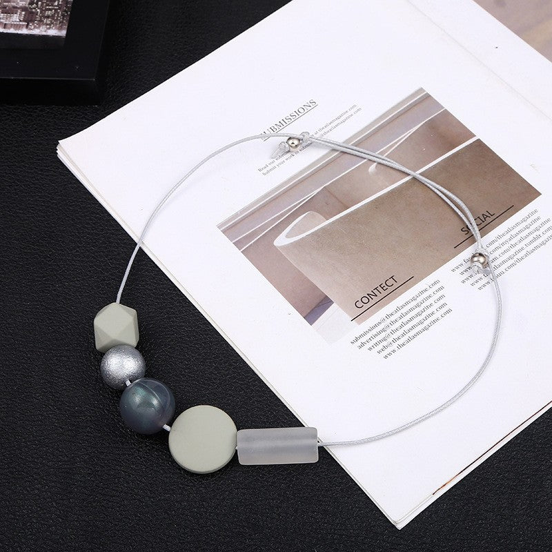 Women's Geometric Beaded Light Luxury Fashion Simple Clavicle Necklaces