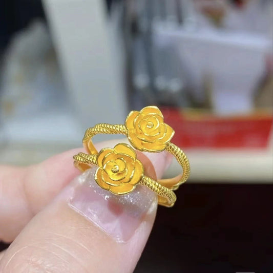 True Love Rose Female Gold-plated Open Adjustable Index Finger Live Ring