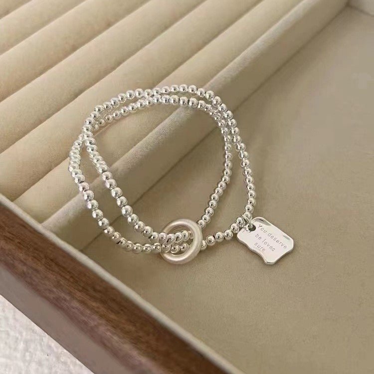 You Deserve To Be Loved Double Layer Sliver Beads Letter Bracelet