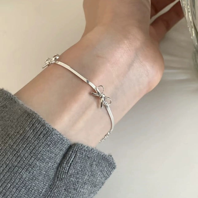 Style Bow Snake Bones Chain Niche Necklaces
