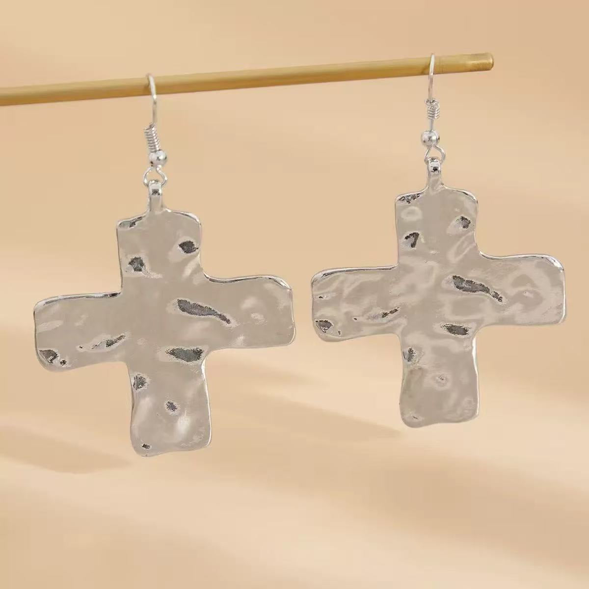 Simple Punk Metal Cross Female Button Chain Necklaces