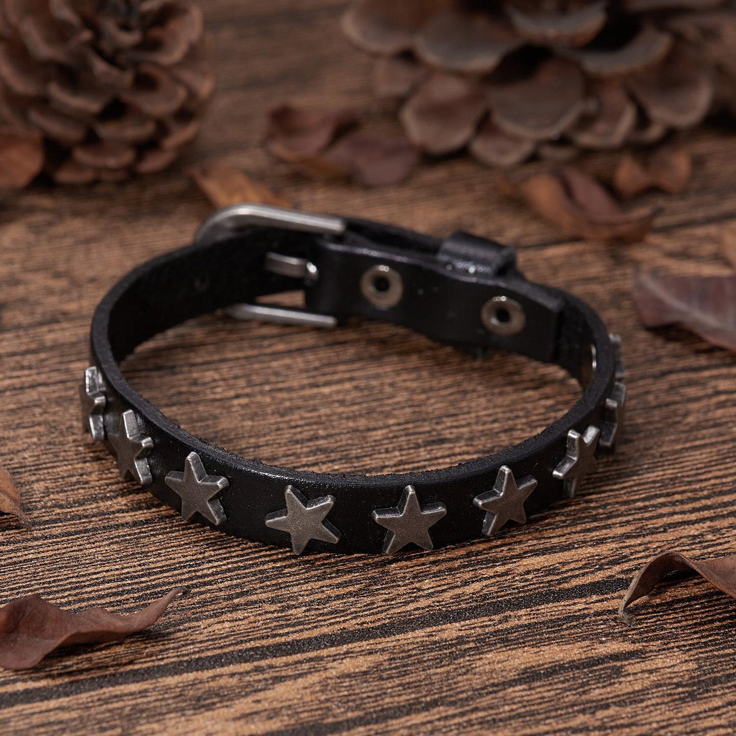 Punk Retro Five-pointed Star Cattle Leather Bar Street Bracelets